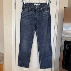 rag & bone Women's Miramar Ponte Harlow Mid Rise Ankle Straight Denim